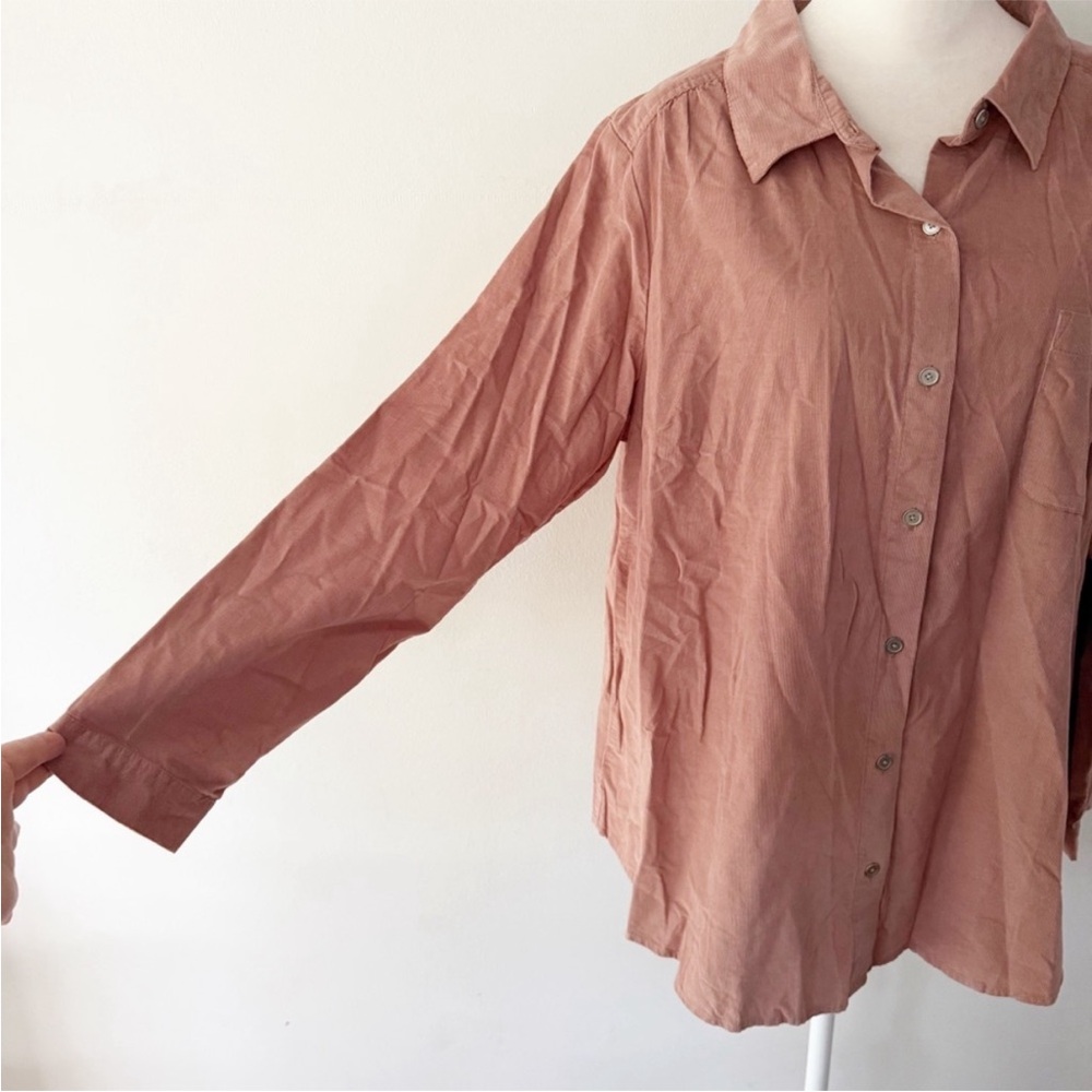 J Jill NWOT Women Corduroy Button Down Top Size 1X Classic Pink Timeless Capsule - Picture 3 of 7